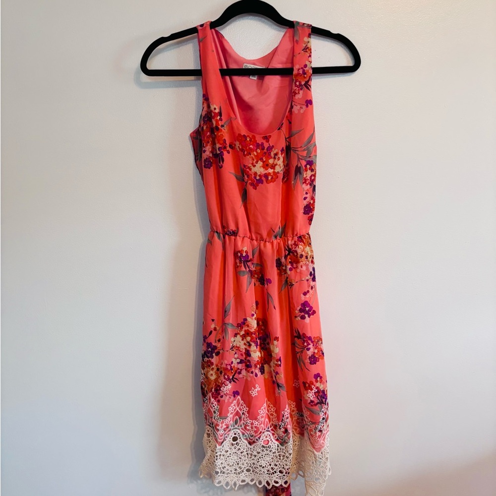 Eva mendes floral pink orange sundress size 2